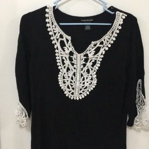 Ladies sweater with crochet accents